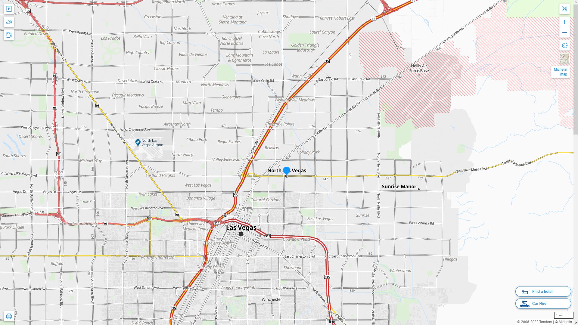 North Las Vegas Nevada Highway and Road Map